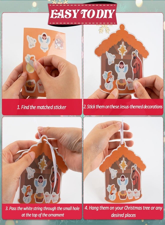 VABAMNA Christmas Nativity Ornament Crafts for Kids - 16 Pack Make Your Own Nativity Scene Ornament Kit with Nativity DIY Craft Stickers Cutouts for Kids Xmas Tree Holiday Classroom Art Activity Party Favors - Image 5